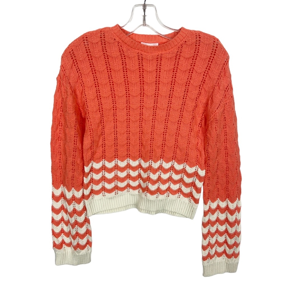 Abound Crewneck Longsleeve Sweater Waves Coral and Cream Size XS